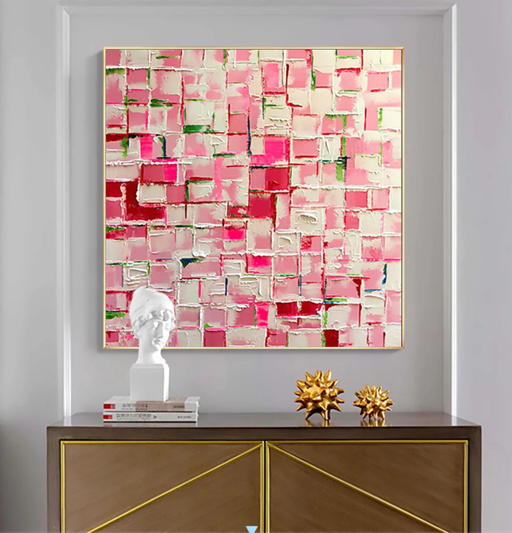 Tela Pink Mosaico - Pintada a mão