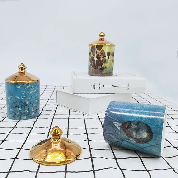 Porta Velas/Objetos Van Gogh - em porcelana