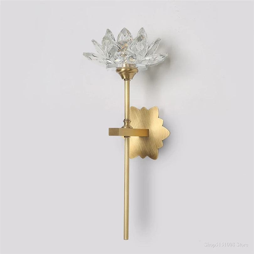 Arandela Flor de Lótus - Metal e Cristal