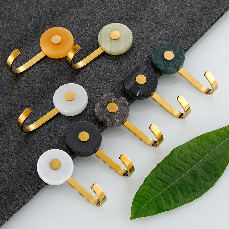 Pendurador Gancho - mármore & metal