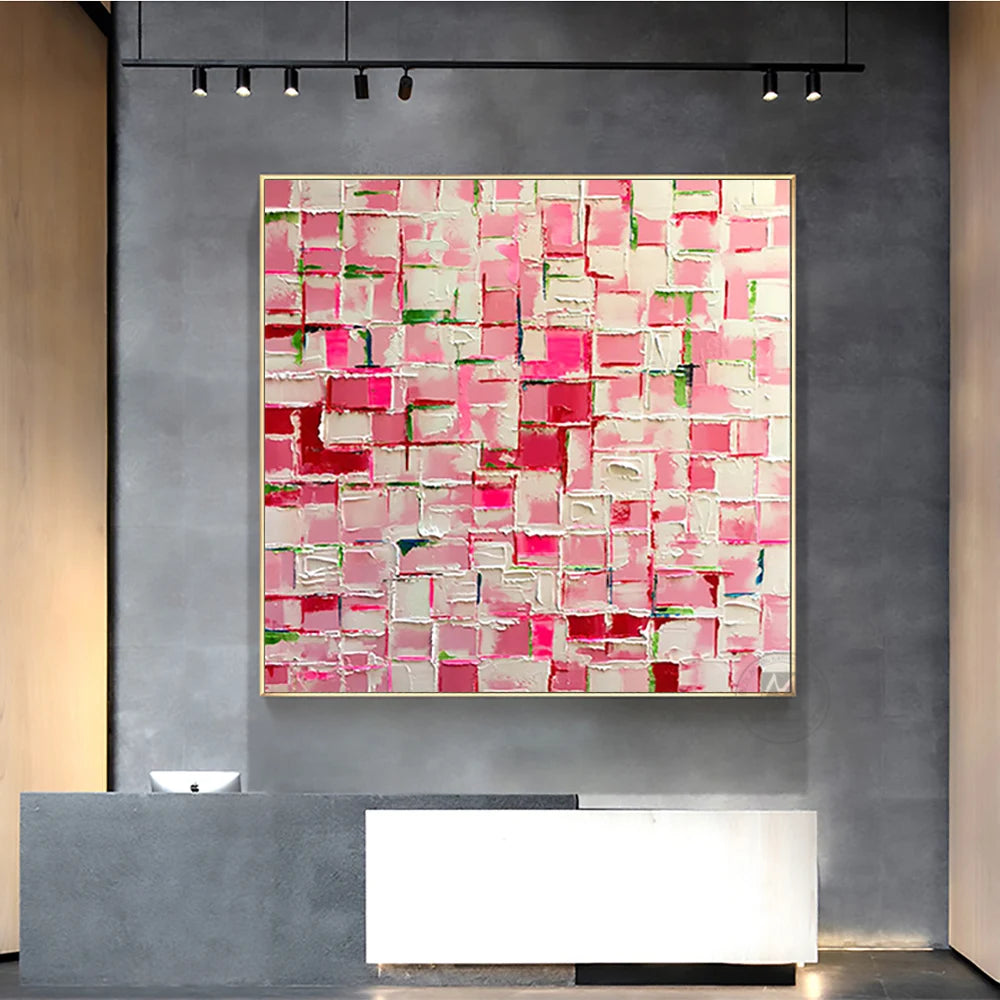 Tela Pink Mosaico - Pintada a mão