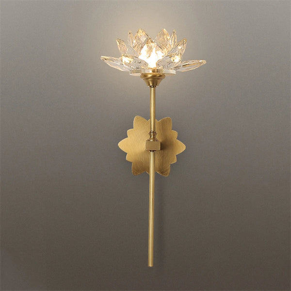 Arandela Flor de Lótus - Metal e Cristal