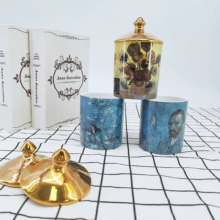 Porta Velas/Objetos Van Gogh - em porcelana