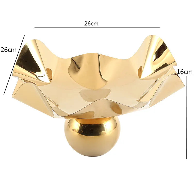 Fruteira/Porta Objetos Metal Dourado - 26cmx16cm