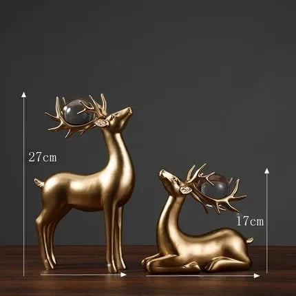 Jogo 2pcs Escultura Cristal Deer