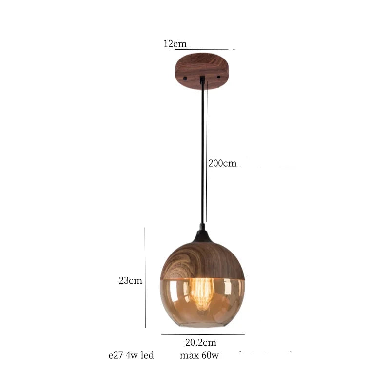 Pendentes Dalton Amadeirado - vidro ambar