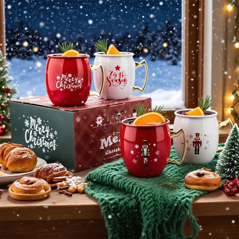Canecas Moscow Mule Natal - Jogo 4pcs