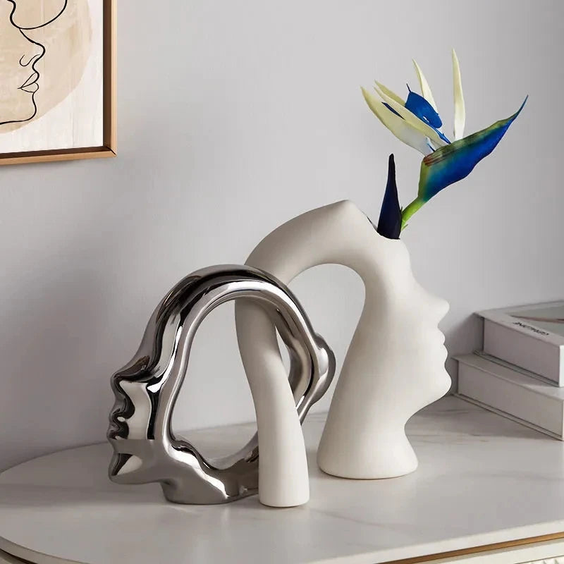 Conjunto 2pcs Vasos Face - em cerâmica