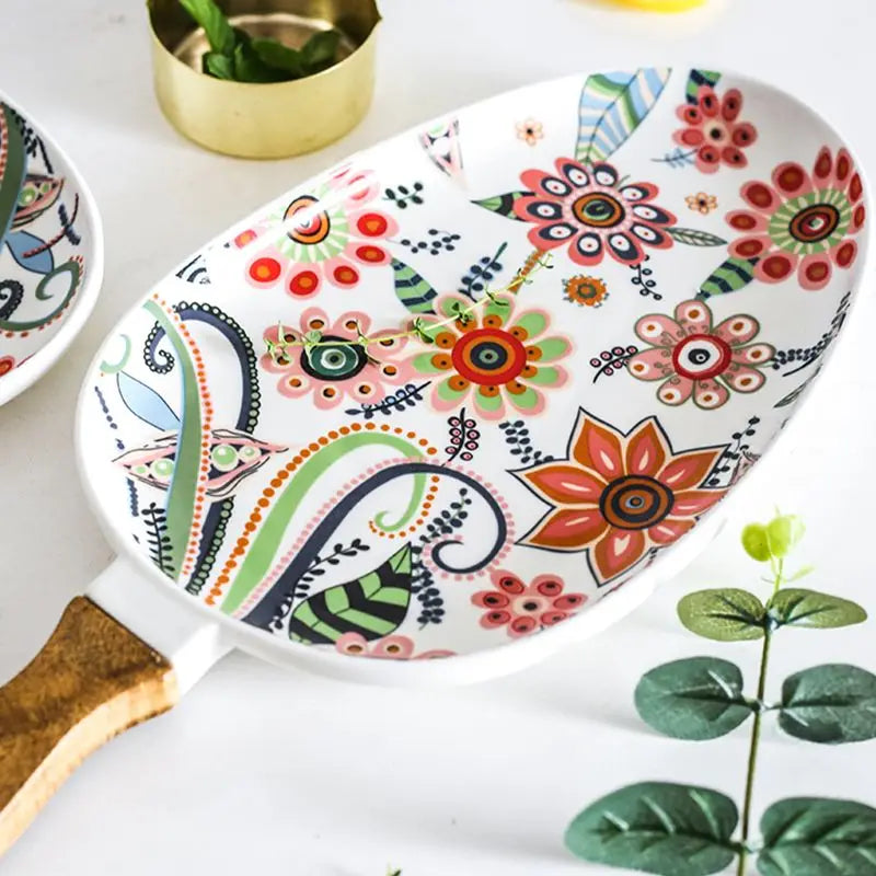 Bandeja em cerâmica Floral - 02 Modelos