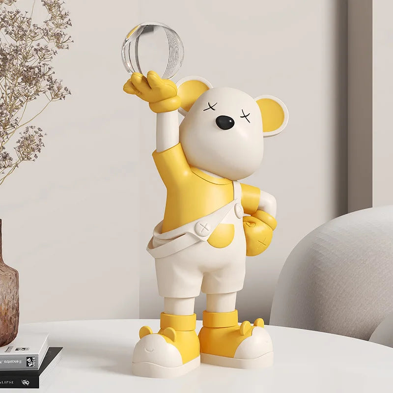 Escultura decorativa Urso Bola Vidro