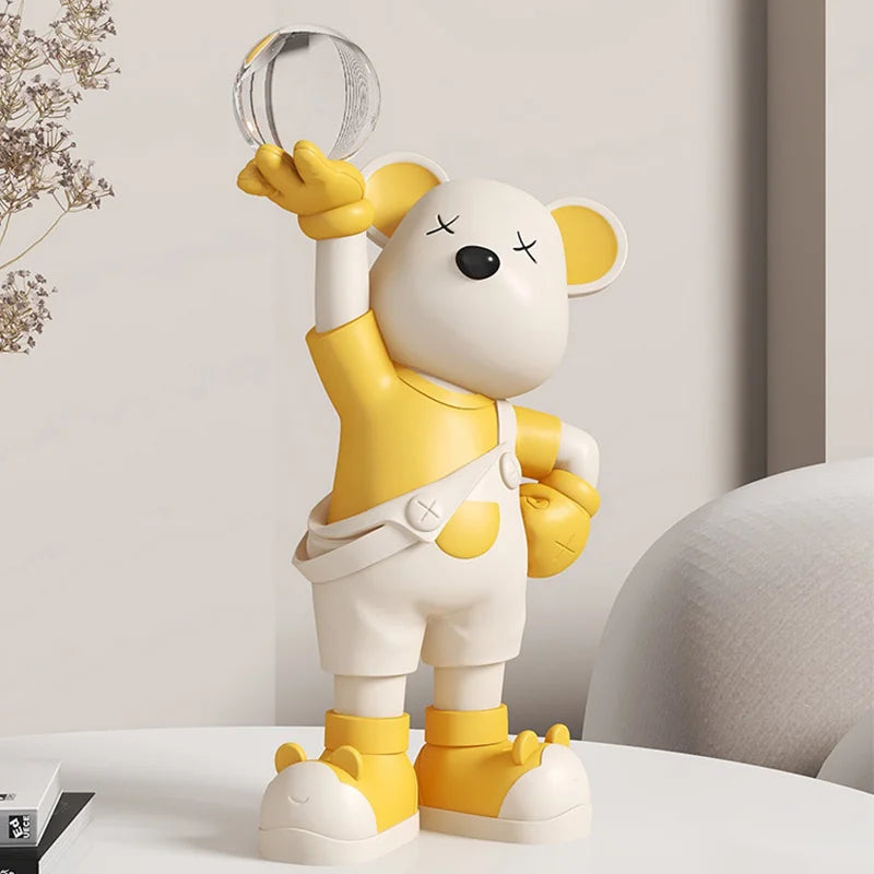 Escultura decorativa Urso Bola Vidro