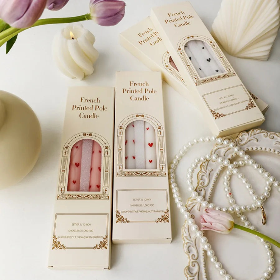 Velas estampadas Corações - Kit 2pcs