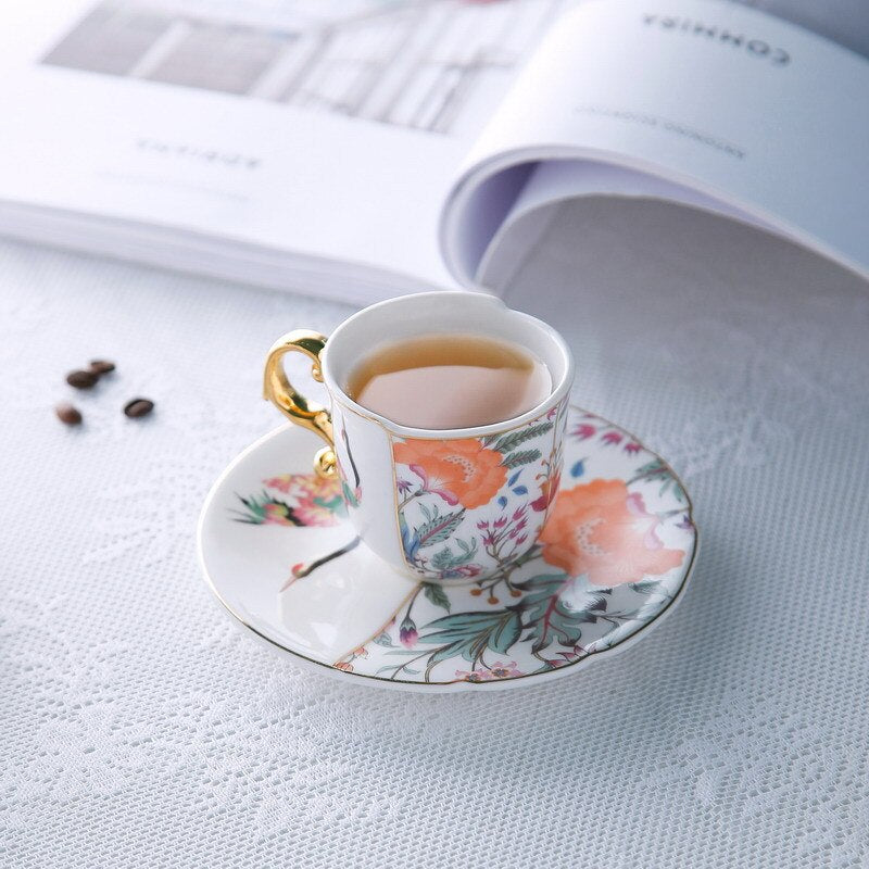 Jogo Xícara + Pires cafezinho Luxo Verona - em porcelana