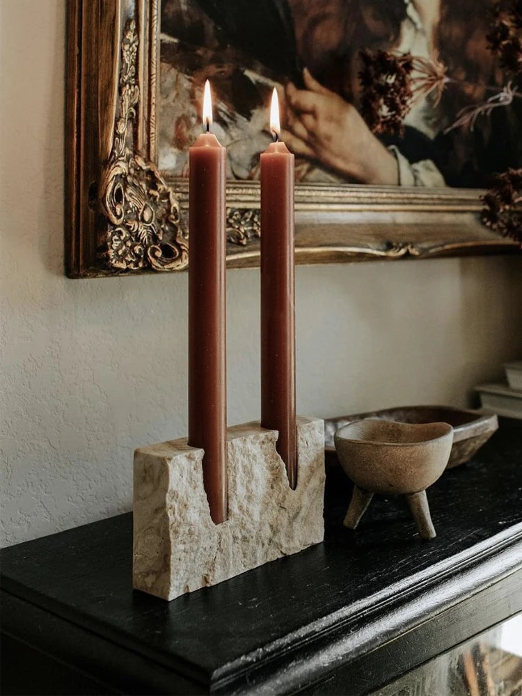 Porta Velas Travertino - 02 Modelos