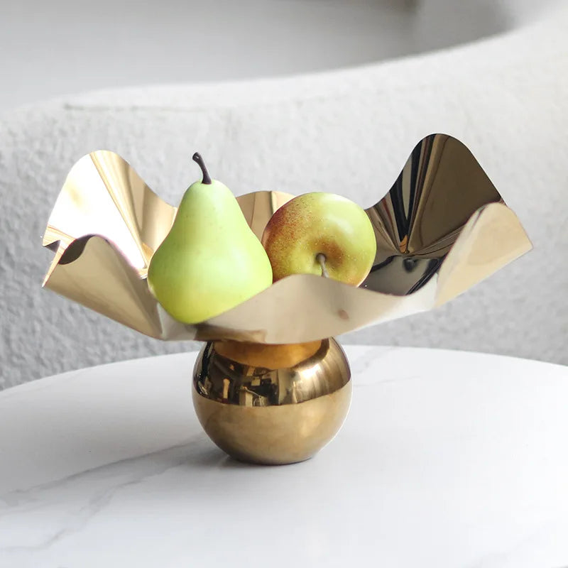 Fruteira/Porta Objetos Metal Dourado - 26cmx16cm