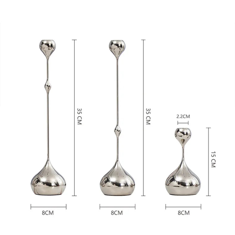 Jogo 3pcs castiçais Gota - em metal