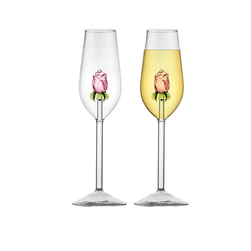 Taças Rosa de vidro -Jogo 2pcs -