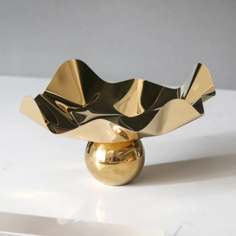 Fruteira/Porta Objetos Metal Dourado - 26cmx16cm