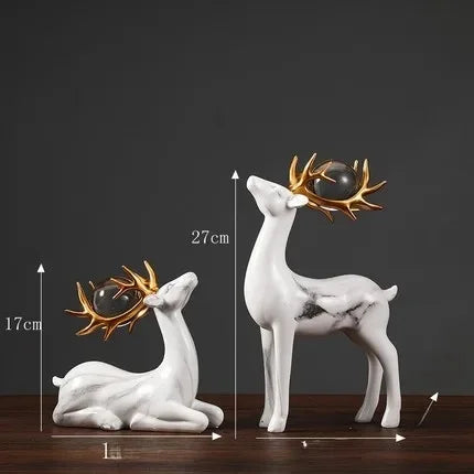 Jogo 2pcs Escultura Cristal Deer