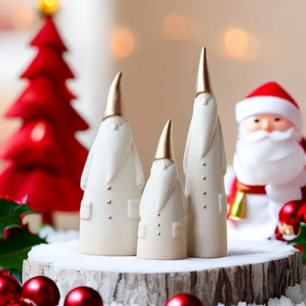 Esculturas em cerâmica Papai Noel moderno - Jogo 3pcs