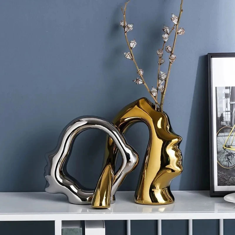 Conjunto 2pcs Vasos Face - em cerâmica