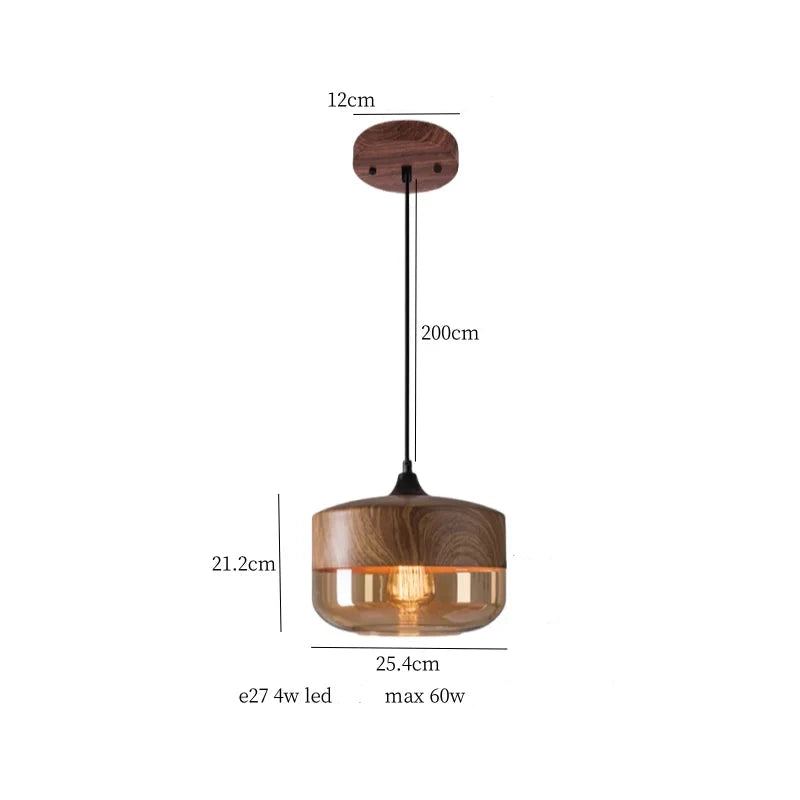 Pendentes Dalton Amadeirado - vidro ambar