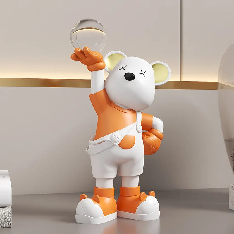 Escultura decorativa Urso Bola Vidro