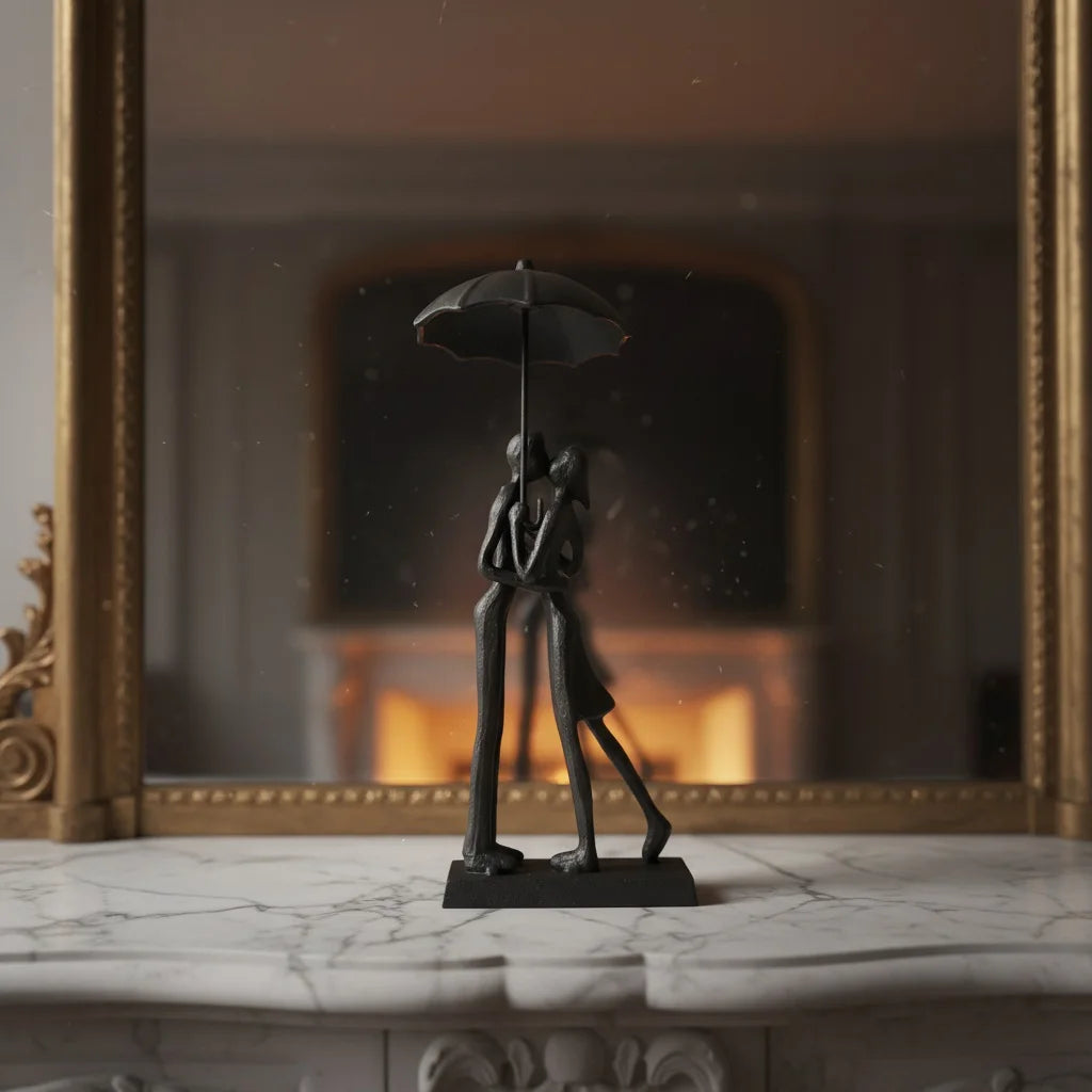 Escultura Beijo na chuva - em metal ferro