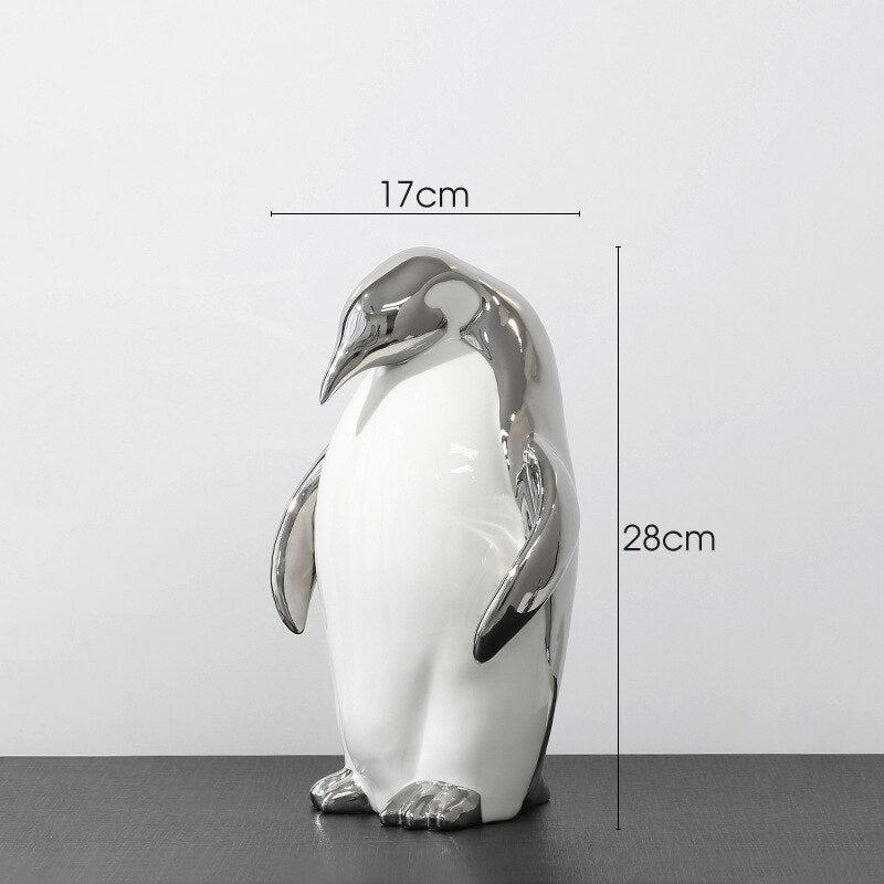Escultura decorativa Penguim - em cerâmica