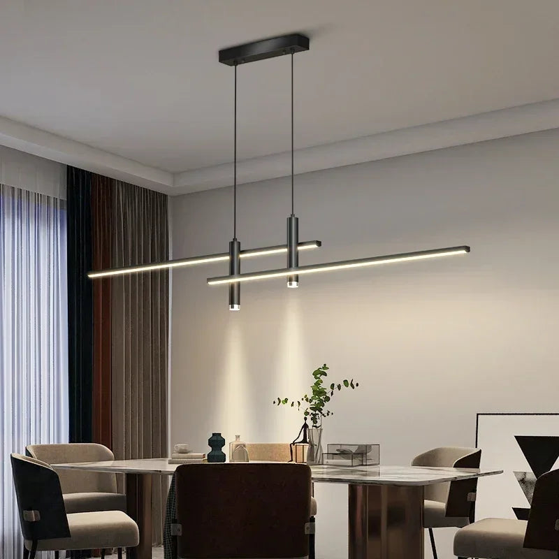 Lustre em led Sydney Preto 100cm - Moderno e elegante