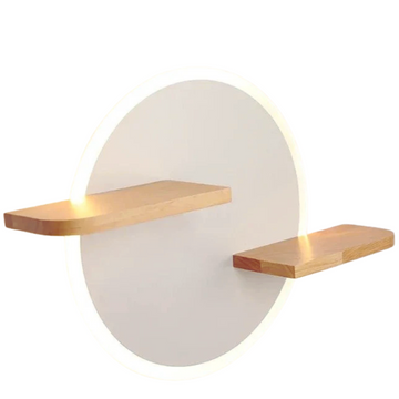 Arandela em led com suporte em madeira