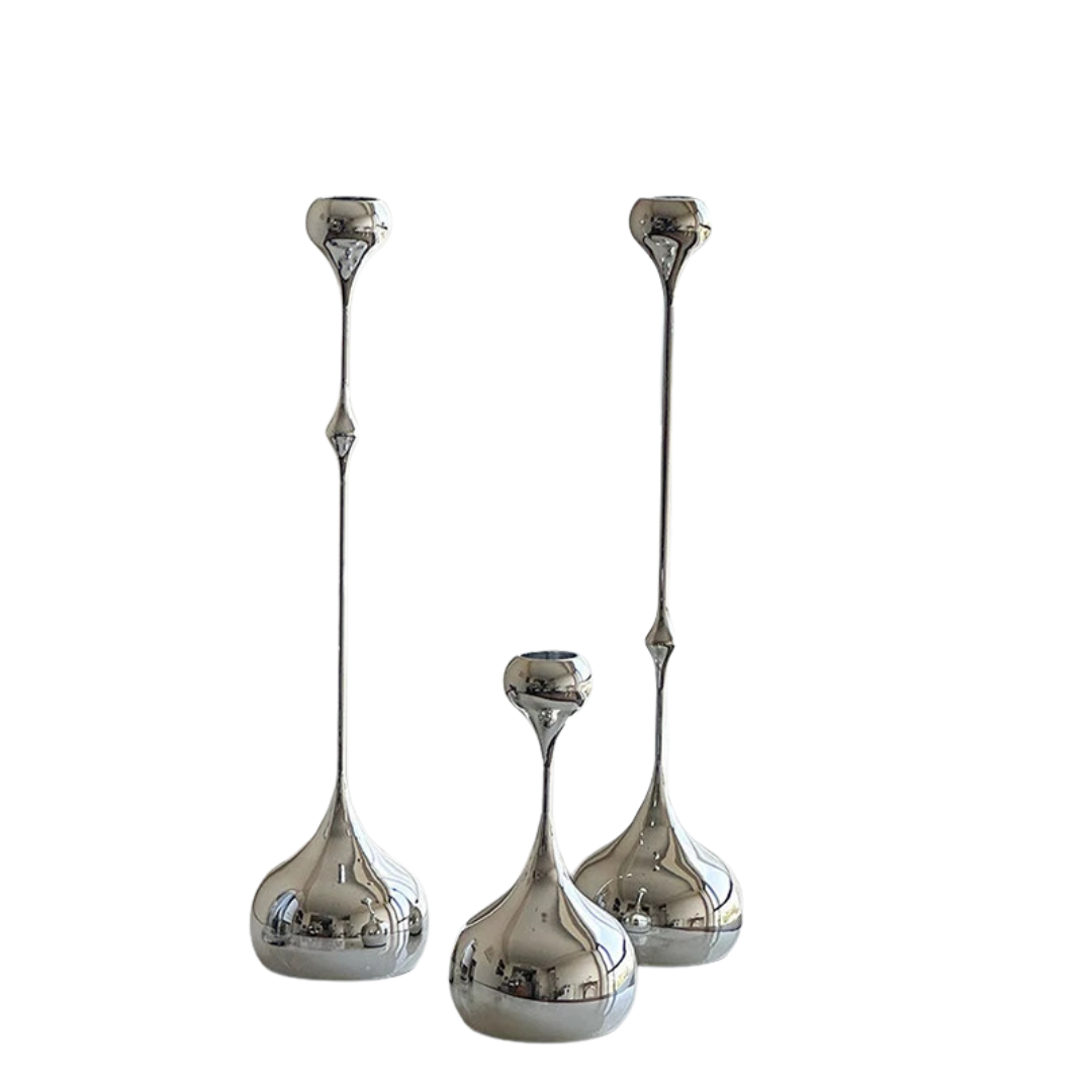 Jogo 3pcs castiçais Gota - em metal