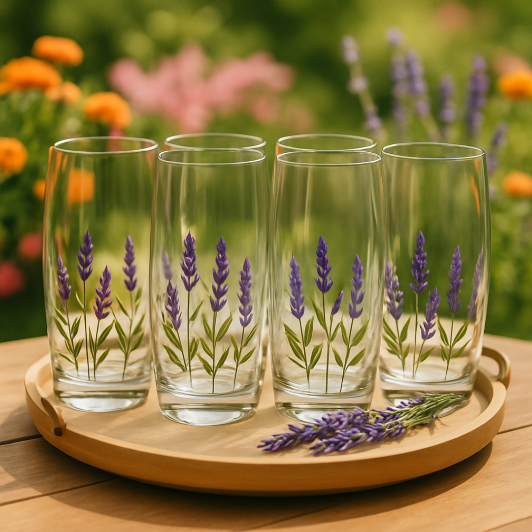 Jogo 7pcs Lavanda - 1 Jarra + 6 Copos