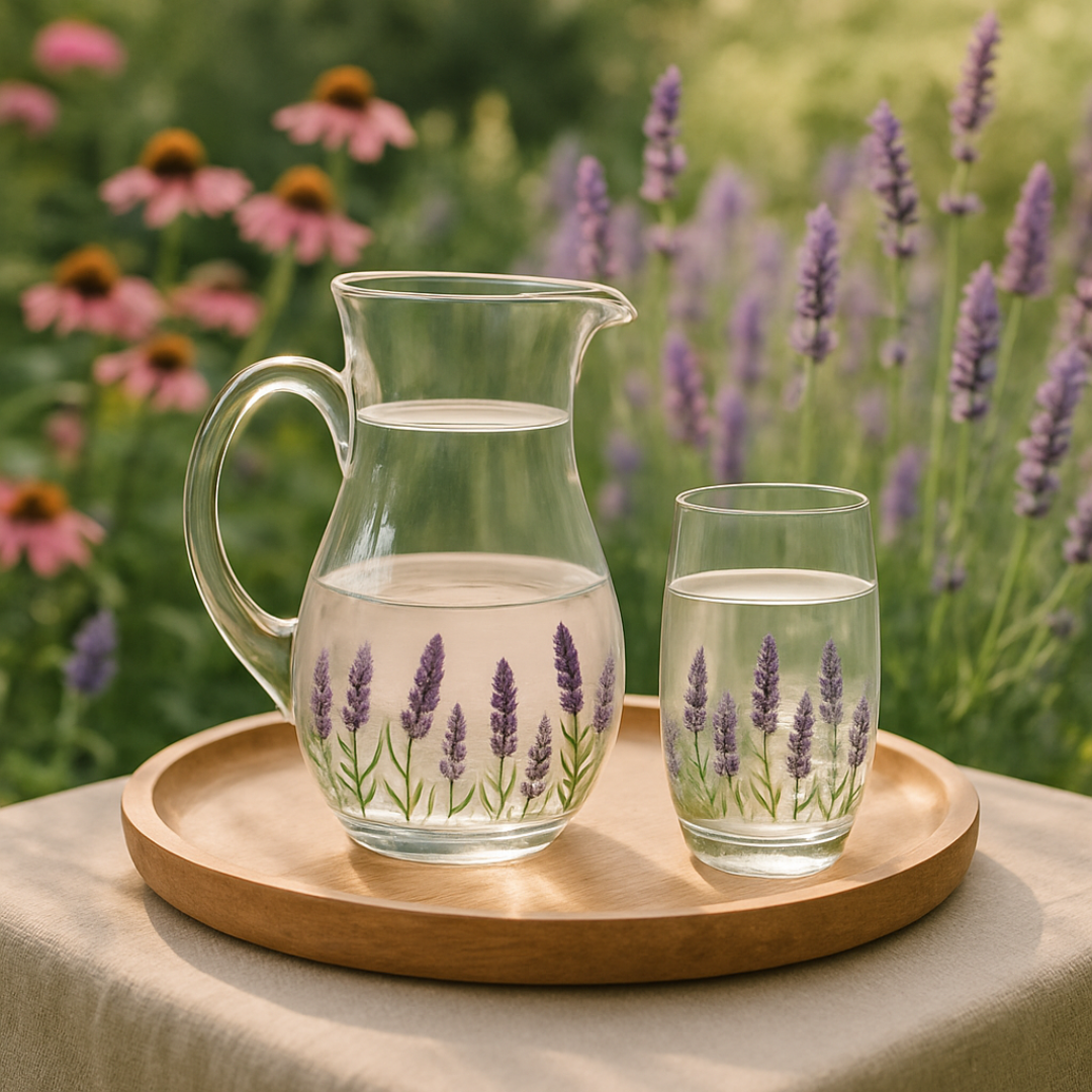 Jogo 7pcs Lavanda - 1 Jarra + 6 Copos