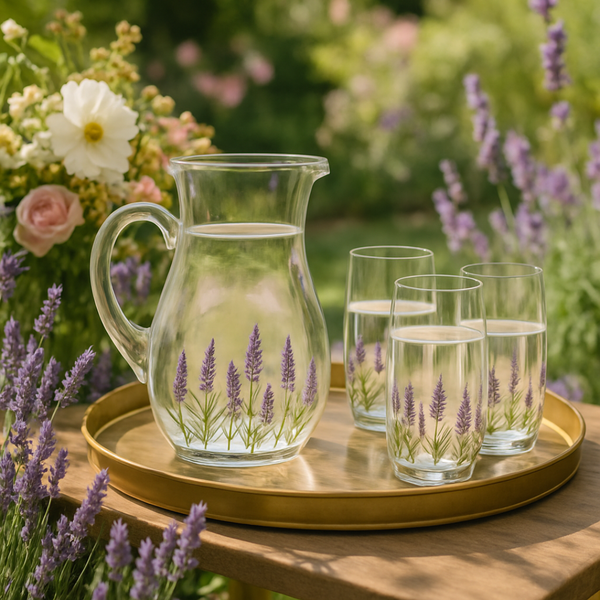 Jogo 7pcs Lavanda - 1 Jarra + 6 Copos