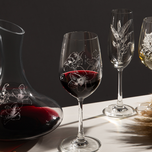 Jogo 6 Taças em cristal Vinho 425ml - Flores