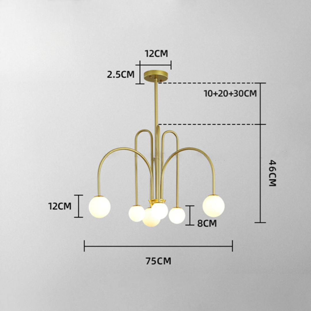 Lustre Europa 6 globos - Design Contemporâneo