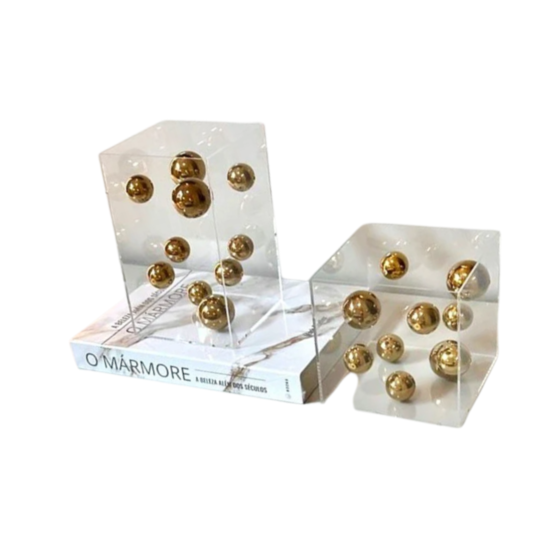 Caixa em acrílico com bolas em metal - Art Deco