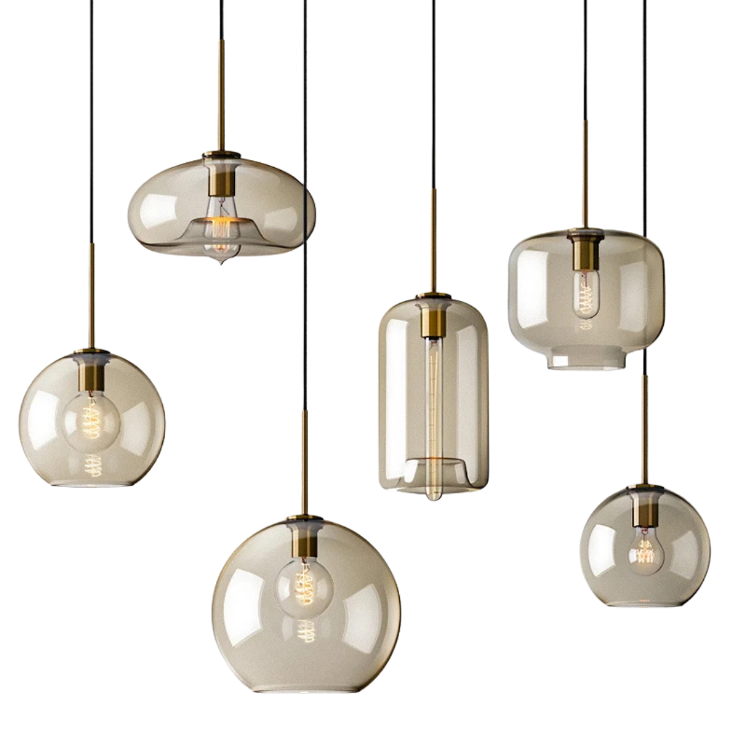 Pendentes Requinte - vidro ambar