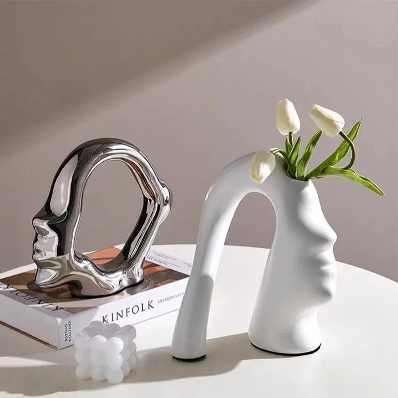 Conjunto 2pcs Vasos Face - em cerâmica