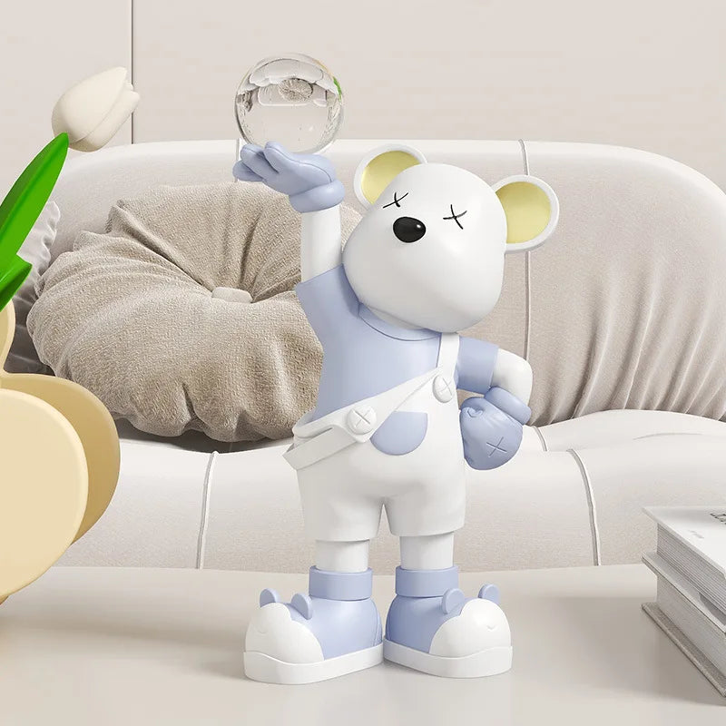 Escultura decorativa Urso Bola Vidro