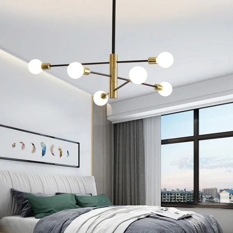 Lustre Balance Preto & Dourado - 03 Tamanhos