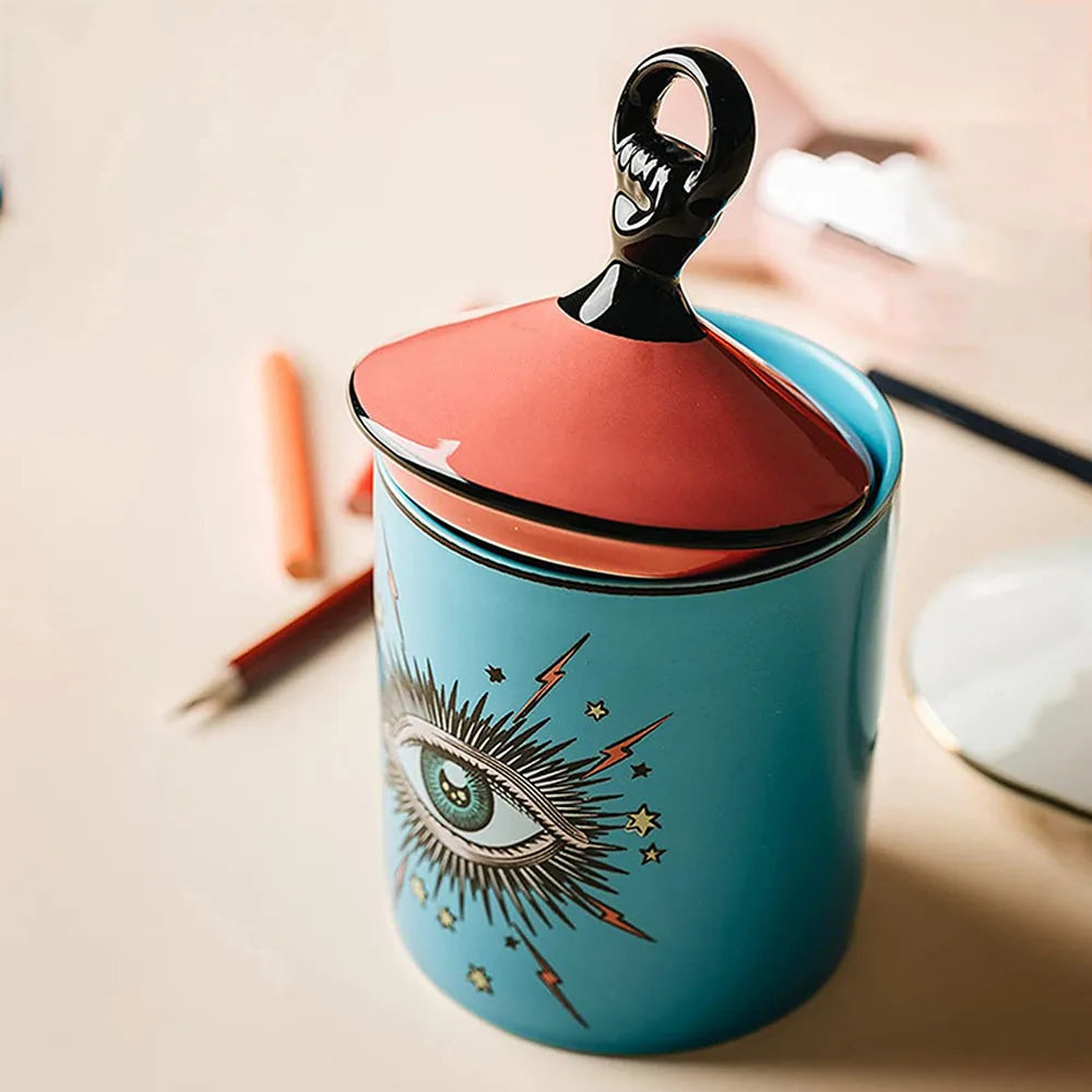 Porta objetos/velas decorativo Third Eye - em porcelana