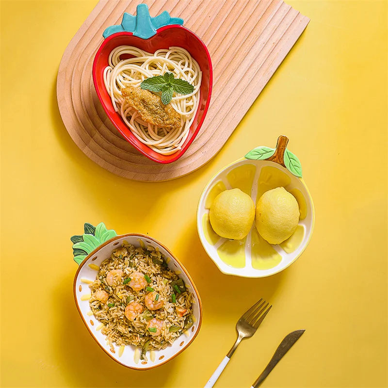 Prato e Bowl Fruta - 04 modelos pintados à mão