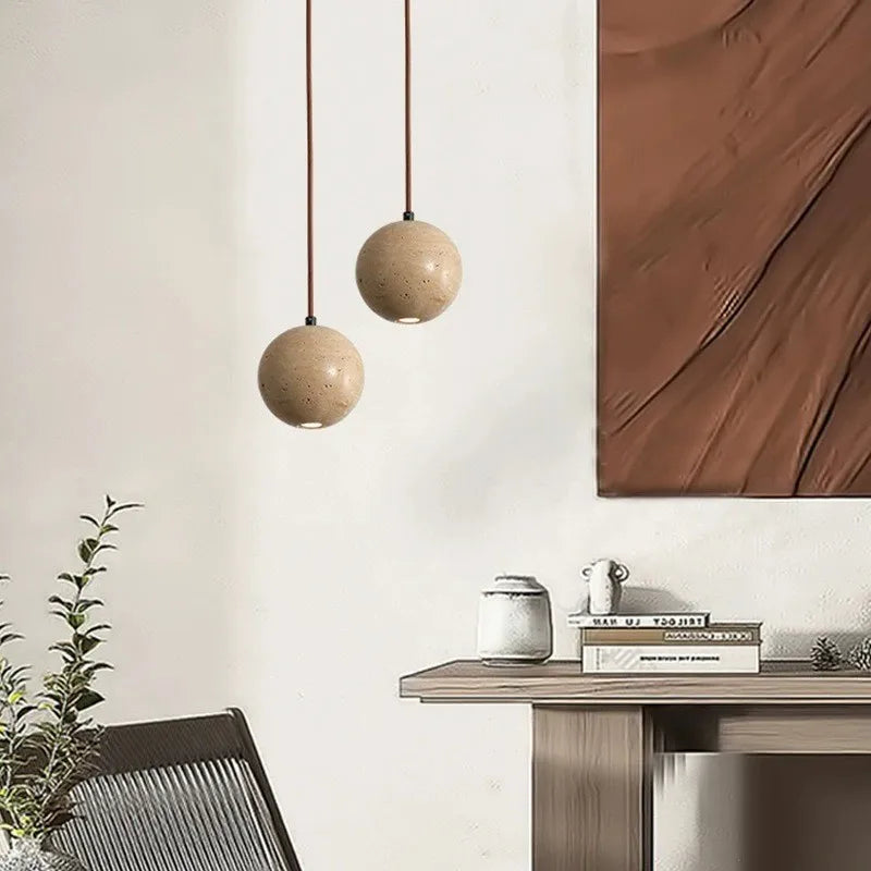 Pendente Bola em Travertino - Individual ou Duplo