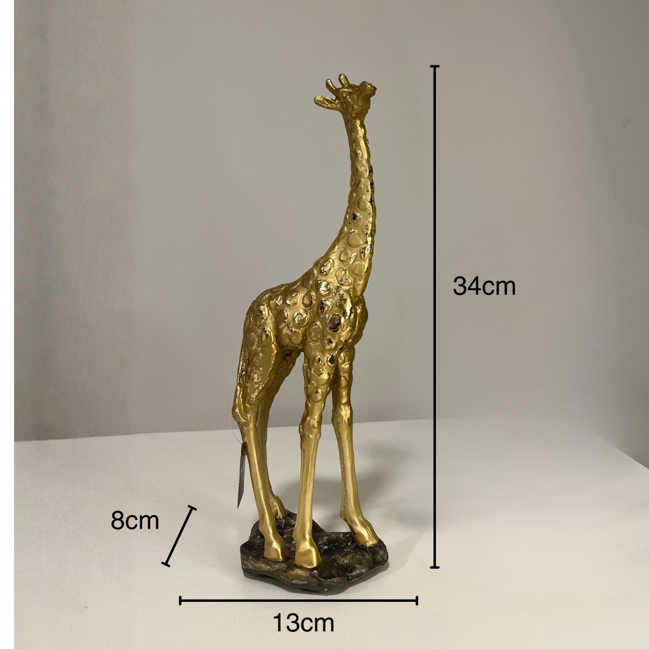 Esculturas Girafa Africana Dourado - 02 Tamanhos
