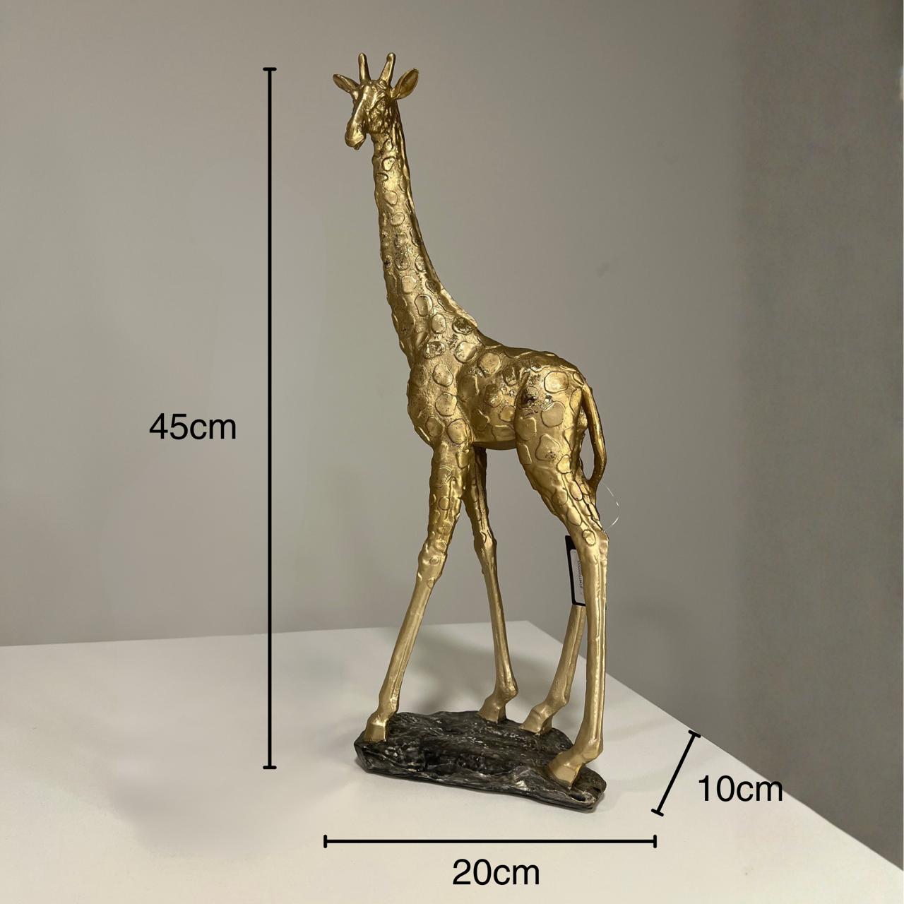 Esculturas Girafa Africana Dourado - 02 Tamanhos