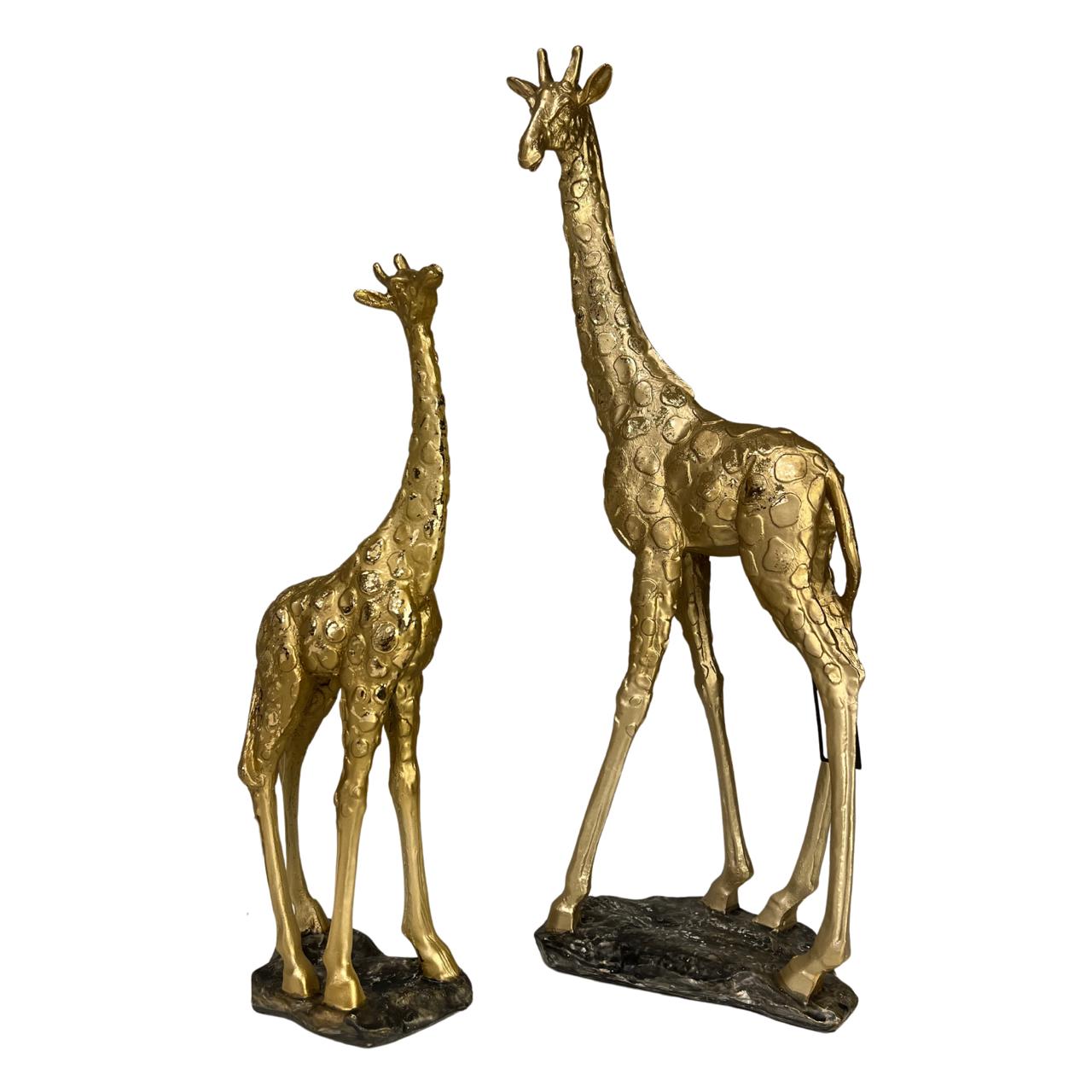 Esculturas Girafa Africana Dourado - 02 Tamanhos