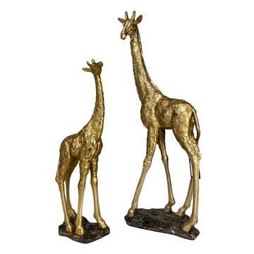 Esculturas Girafa Africana Dourado - 02 Tamanhos