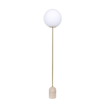 Luminária de chão em mármore e vidro - travertino